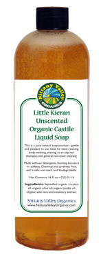 Organic Unscented Castile Liquid Soap, 16 oz.